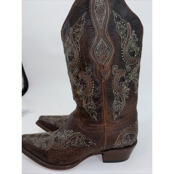Shyanne Isabelle Inlay Stud Western Boot Brown Womens Size 8.5 - Picture 7 of 16